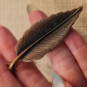 Copper Leaf Pendant on Long Copper Chain Necklace